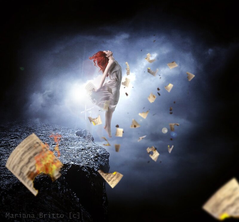 Woman with Red Hair Floating