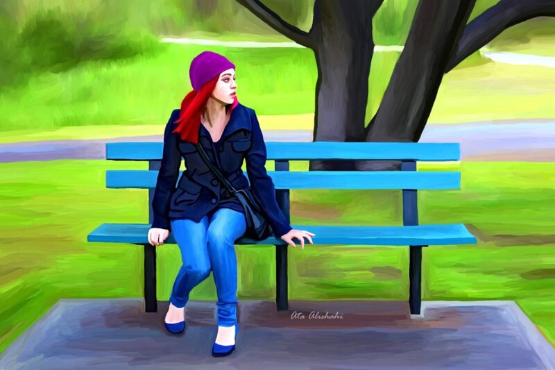 Woman with Red Hair — Green, Calm, Afternoon