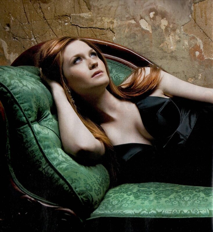 Woman with Red Hair — Green, Contemplative, Photograph