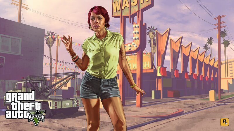 Woman with Red Hair — Green, Dramatic, Afternoon, Digital Art, Tow Truck