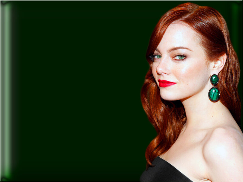 Woman with Red Hair — Green, Dramatic, Photograph, Earrings
