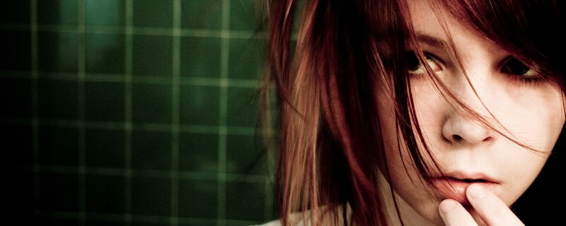 Woman with Red Hair — Green, Dramatic, Photograph, Hand