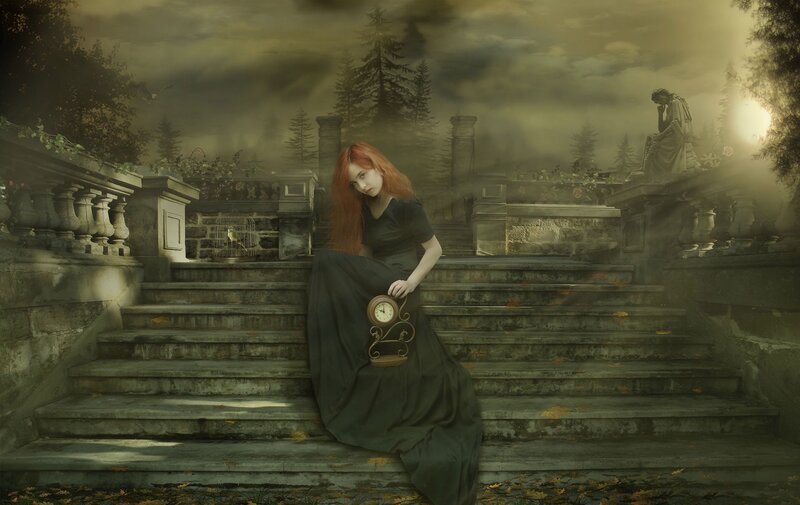 Woman with Red Hair — Green, Melancholic, Autumn