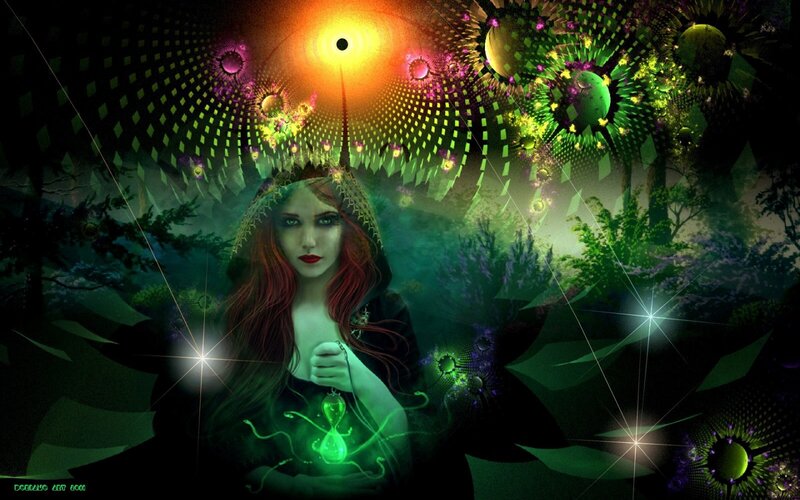 Woman with Red Hair — Green, Mystical