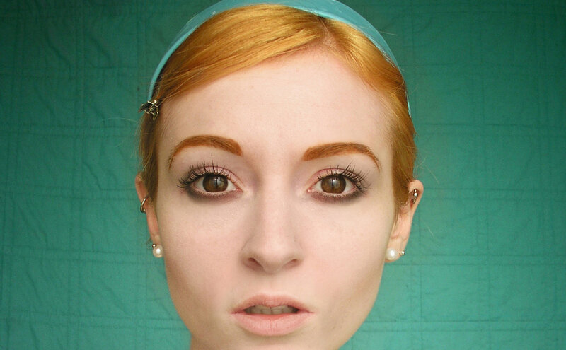 Woman with Red Hair — Green, Neutral, Photograph, Headband