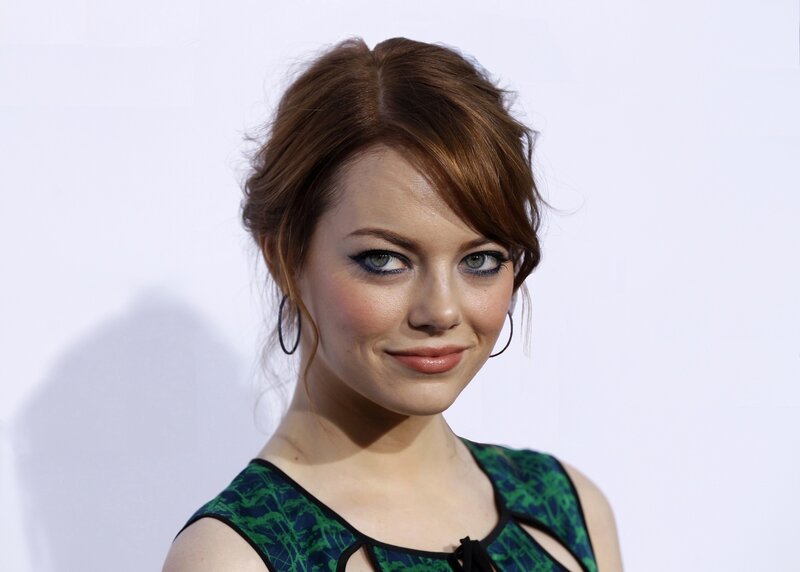 Woman with Red Hair — Green, Neutral, Photograph, Hoop Earrings