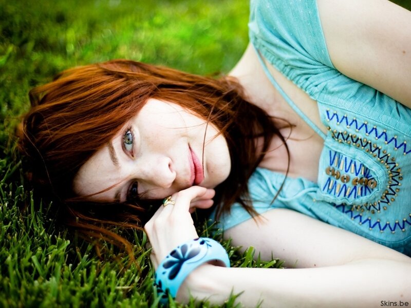 Woman with Red Hair — Green, Relaxed, Afternoon