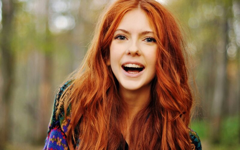Woman with Red Hair — Happy, Afternoon, Photograph, Forest