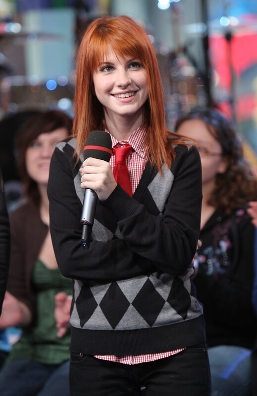 Woman with Red Hair — Happy, Photograph, Microphone, Sweater