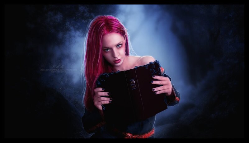 Woman with Red Hair Holding Book — Black