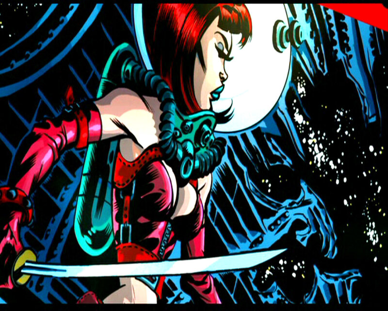 Woman with Red Hair Holding Sword — Dramatic