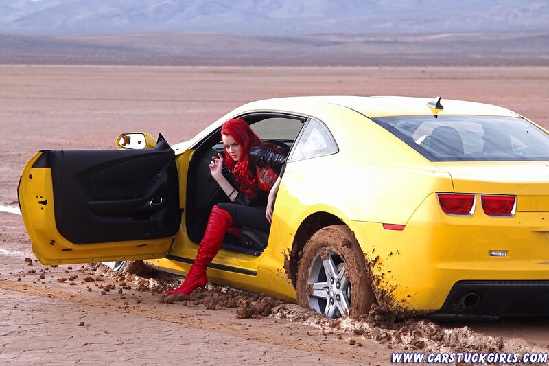 Woman with Red Hair in Car — Yellow