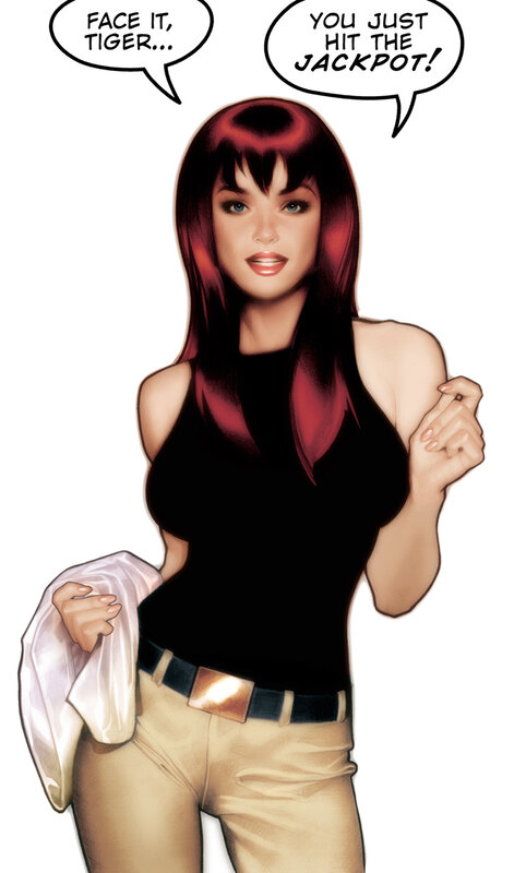 Woman with red hair in comic panel