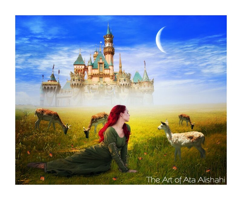 Woman with Red Hair in Field — Blue