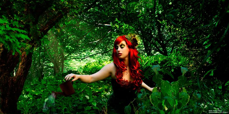 Woman with Red Hair in Forest — Green, Dramatic, Afternoon