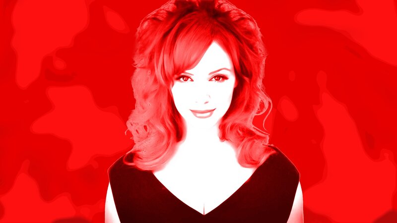 woman with red hair in red background