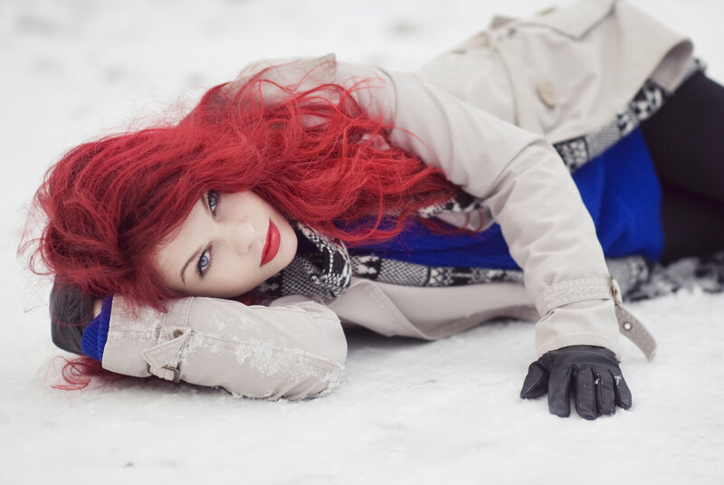 Woman with Red Hair in Snow — Calm, Winter