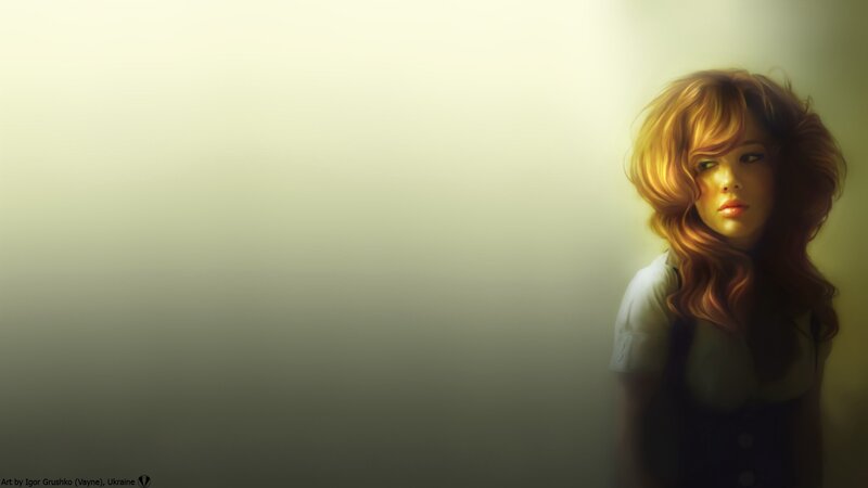 woman with red hair in soft light