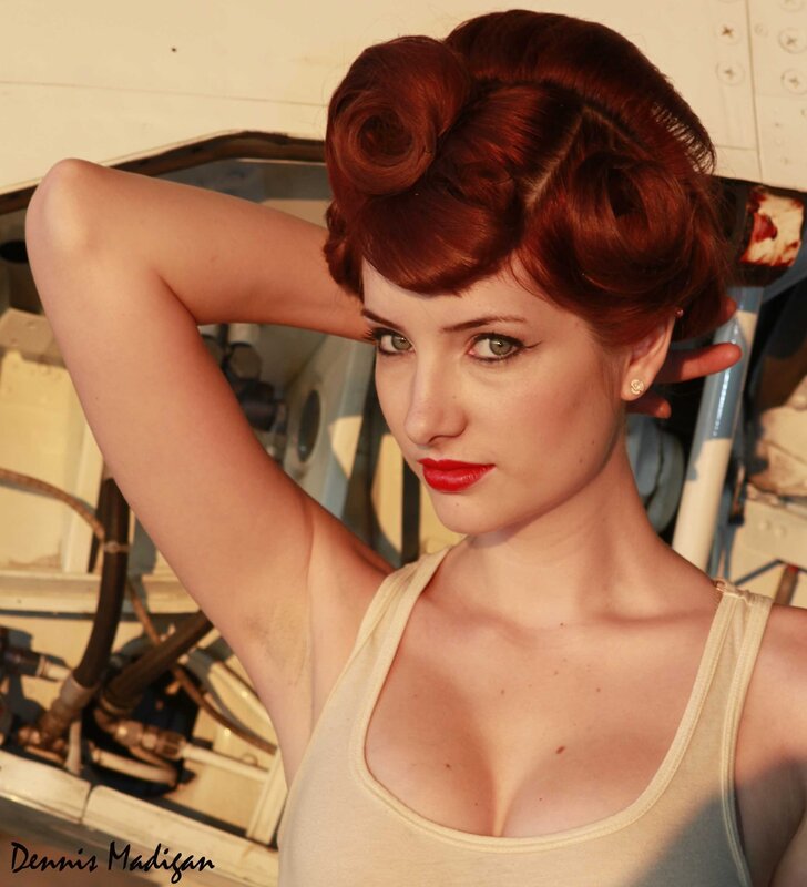 woman with red hair in vintage style