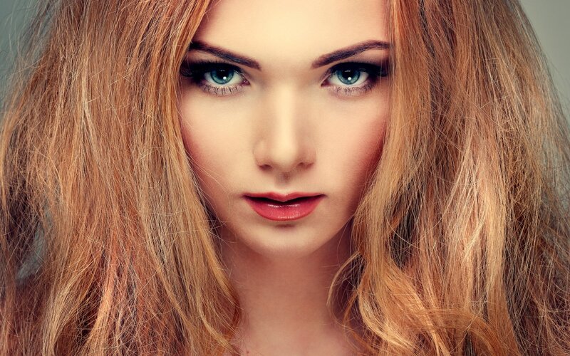 Woman with Red Hair — Intense, Photograph, Eyes, Makeup