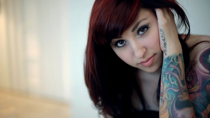 Woman with Red Hair — Intense, Photograph, Tattoos, Makeup
