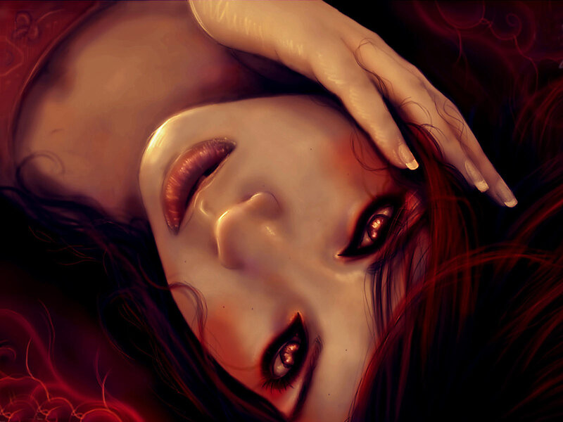 woman with red hair lying down