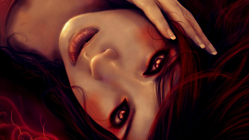 woman with red hair lying down