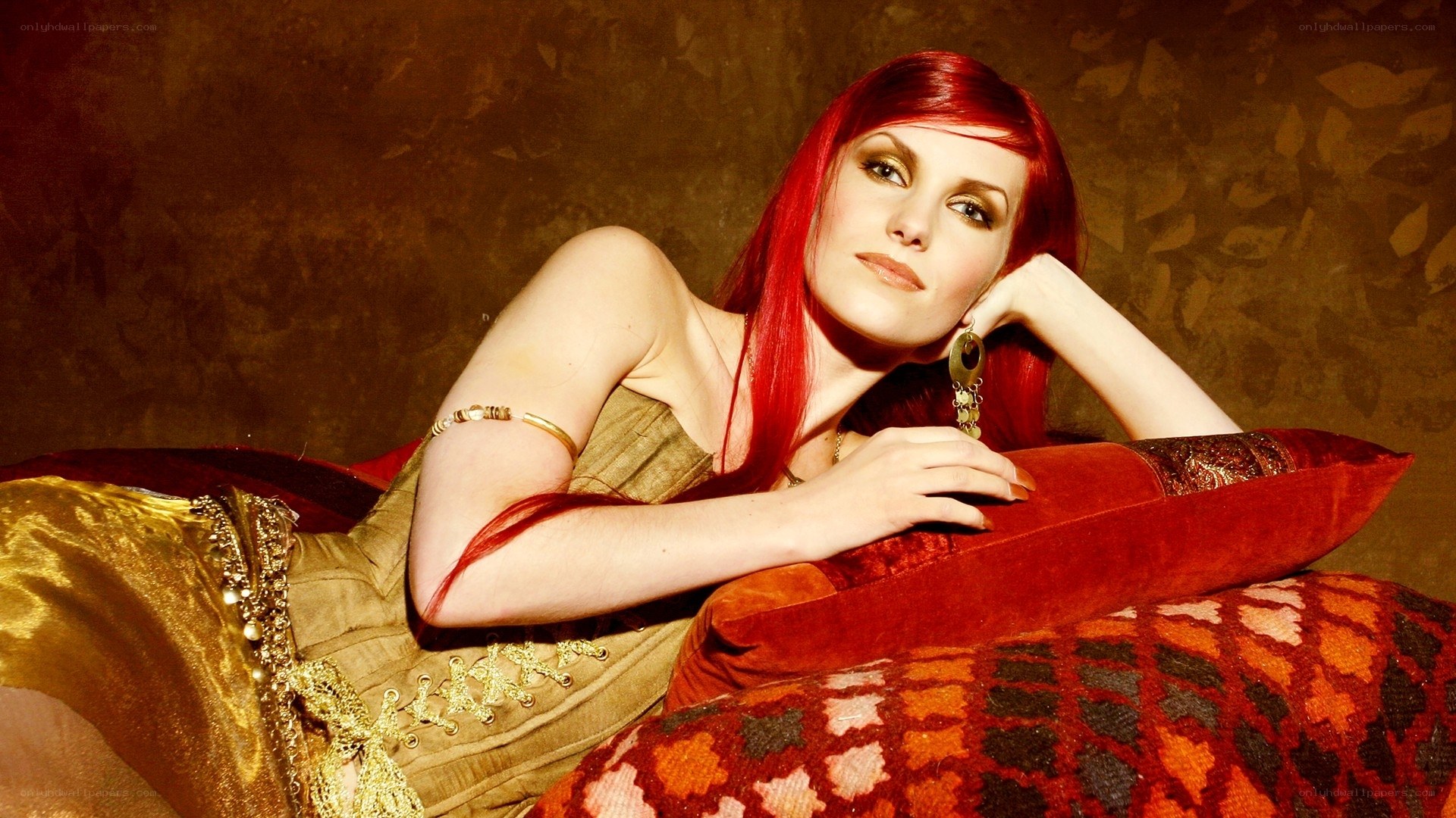 woman with red hair lying down