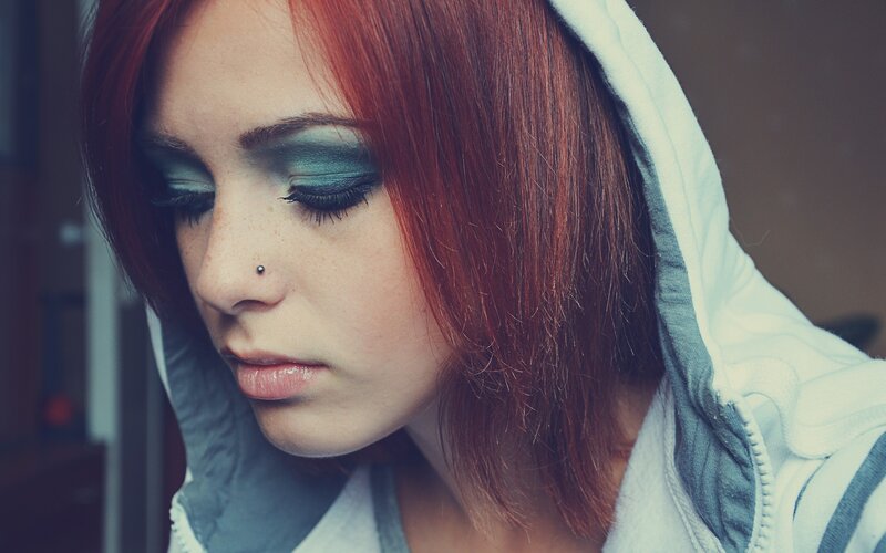 Woman with Red Hair — Melancholic, Photograph, Makeup