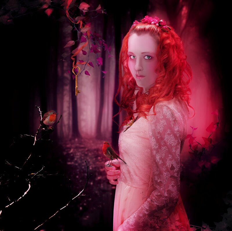 Woman with Red Hair — Mystical, Night, Digital Art