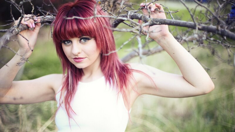 Woman with Red Hair — Natural, Afternoon, Photograph, Tree Branches