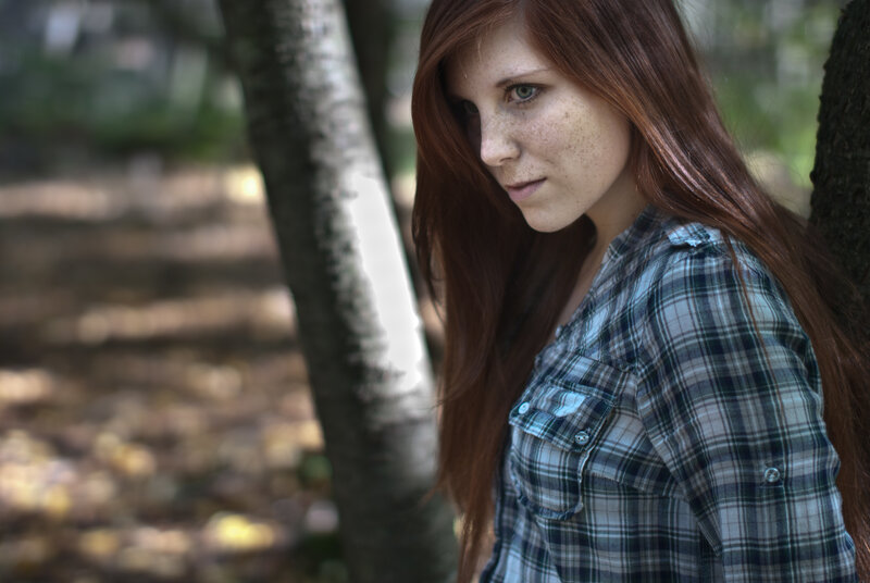 Woman with Red Hair — Natural, Afternoon, Photograph, Tree