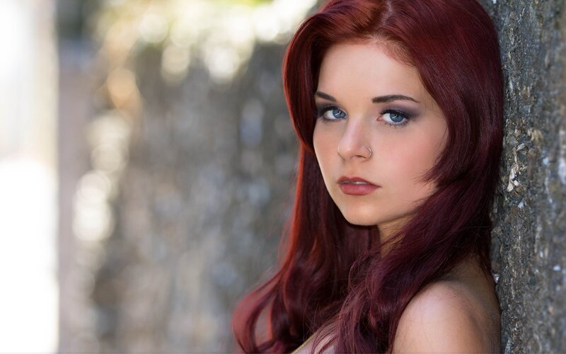 Woman with Red Hair — Neutral, Afternoon, Photograph, Wall, Nose Ring