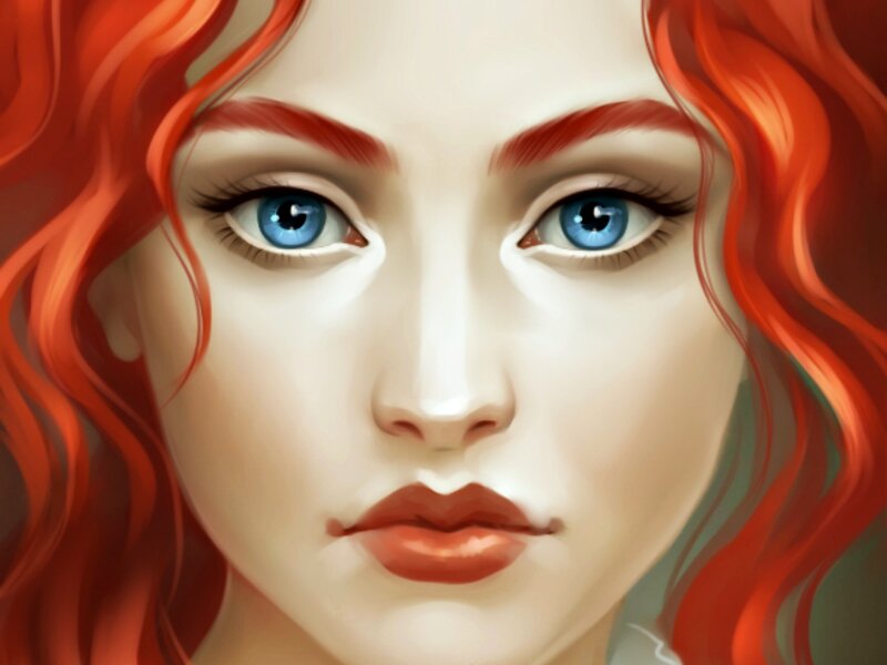 Woman with Red Hair — Neutral, Digital Art, Blue Eyes