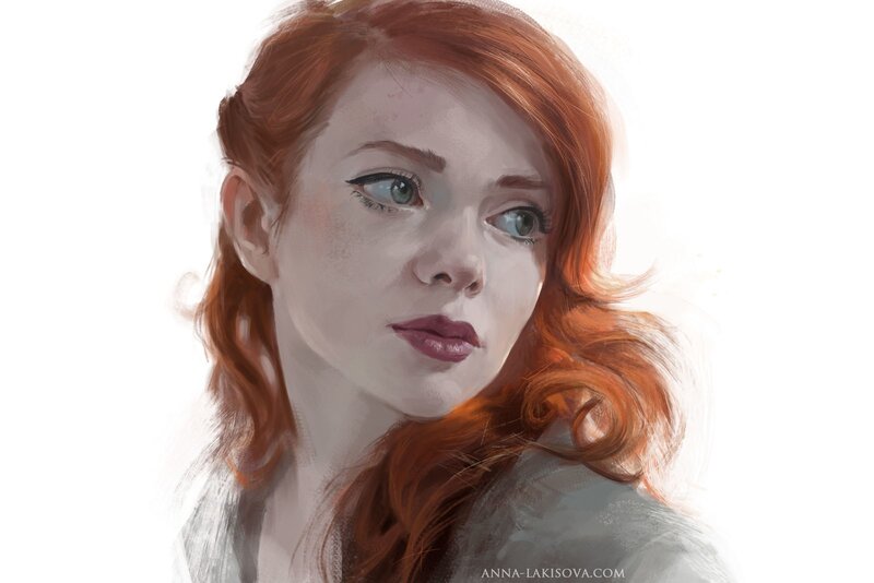 Woman with Red Hair — Neutral, Digital Art, Eyes