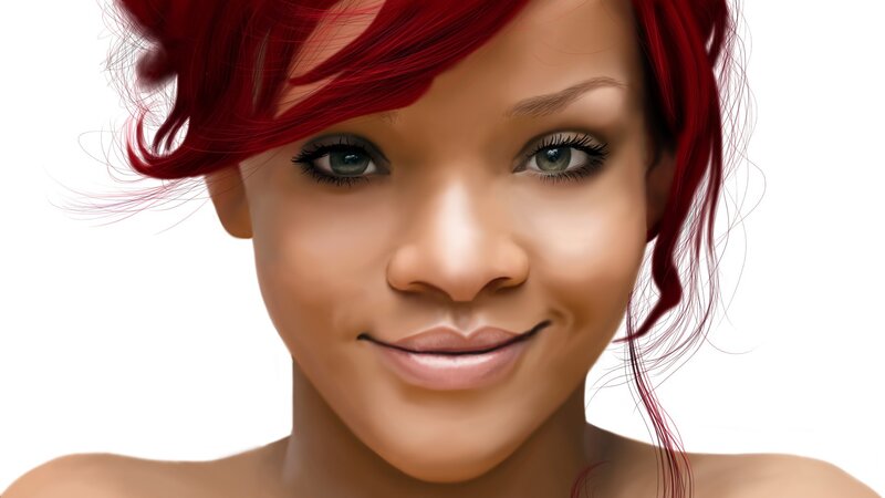 Woman with Red Hair — Neutral, Digital Art, Red Hair, Green Eyes