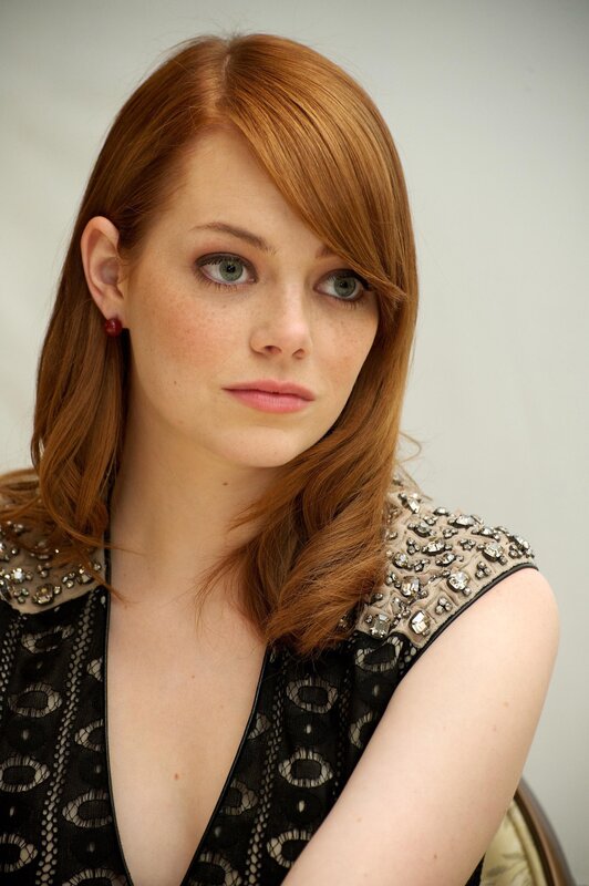 Woman with Red Hair — Neutral, Photograph, Black Lace Dress, Red Earrings