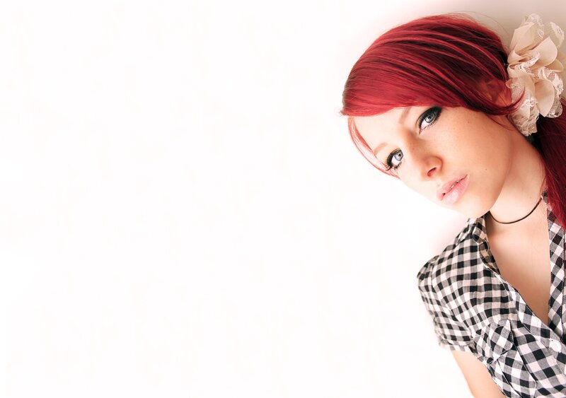 Woman with Red Hair — Neutral, Photograph, Checkered Shirt