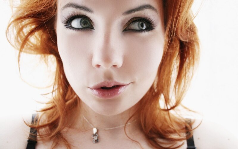 Woman with Red Hair — Neutral, Photograph, Necklace, Makeup, White