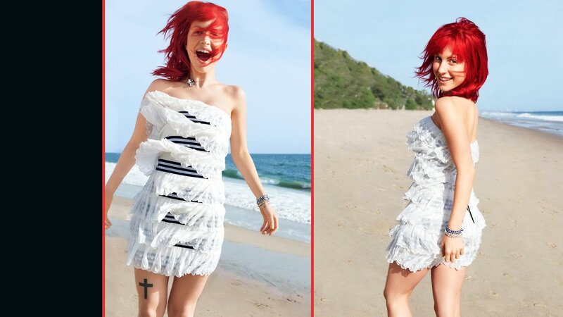 Woman with Red Hair on Beach — Playful, Afternoon