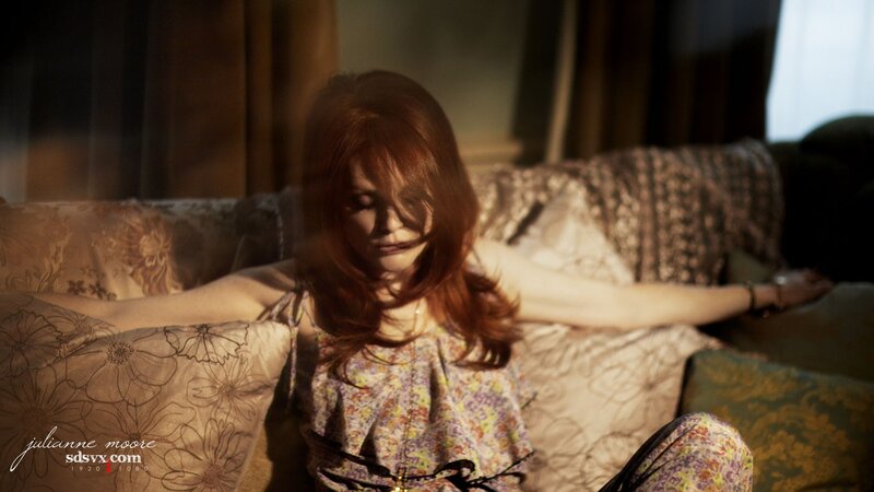 Woman with Red Hair on Couch — Brown, Dramatic
