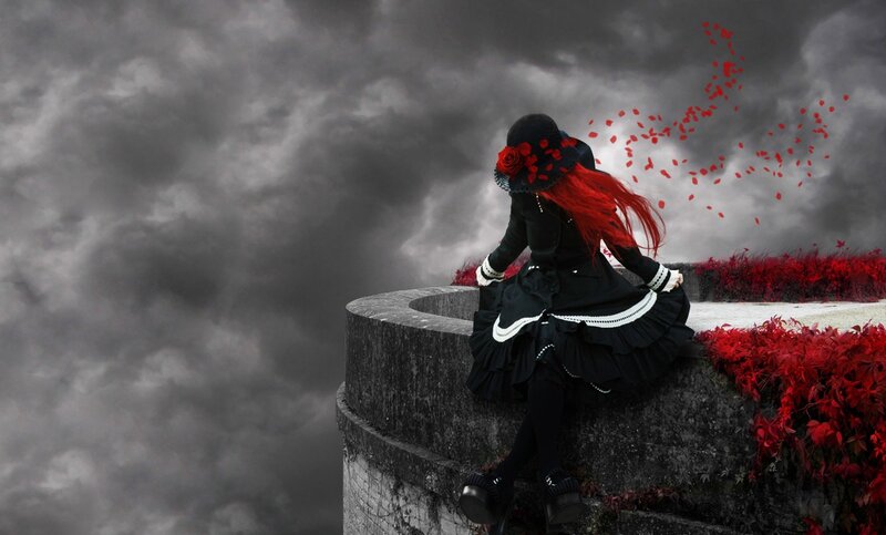 woman with red hair on wall
