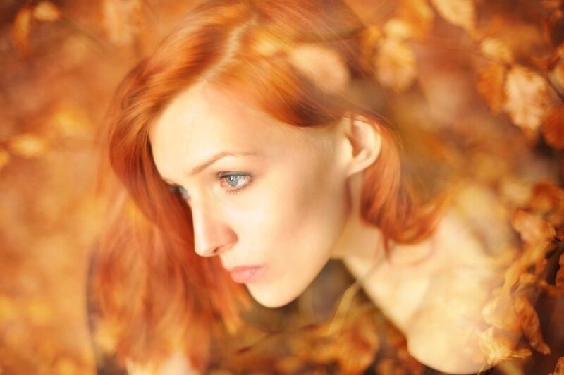 Woman with Red Hair — Orange, Contemplative