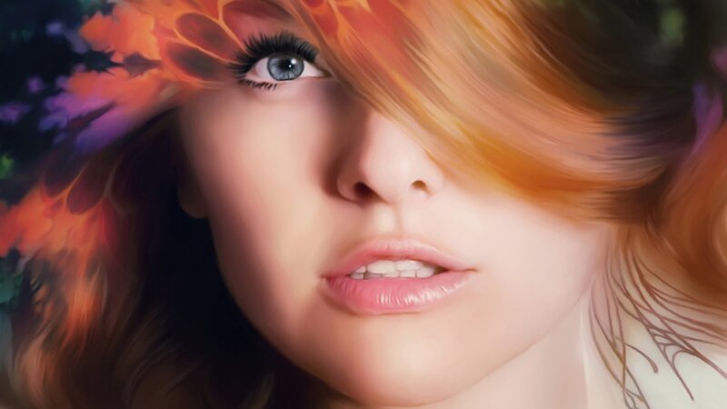 Woman with Red Hair — Orange, Dramatic, Digital Art, Eye
