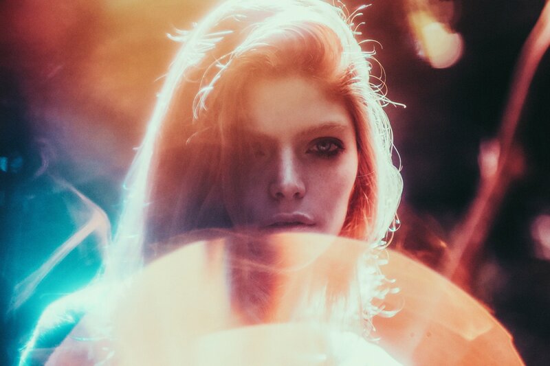 Woman with Red Hair — Orange, Dramatic, Photograph, Smoke