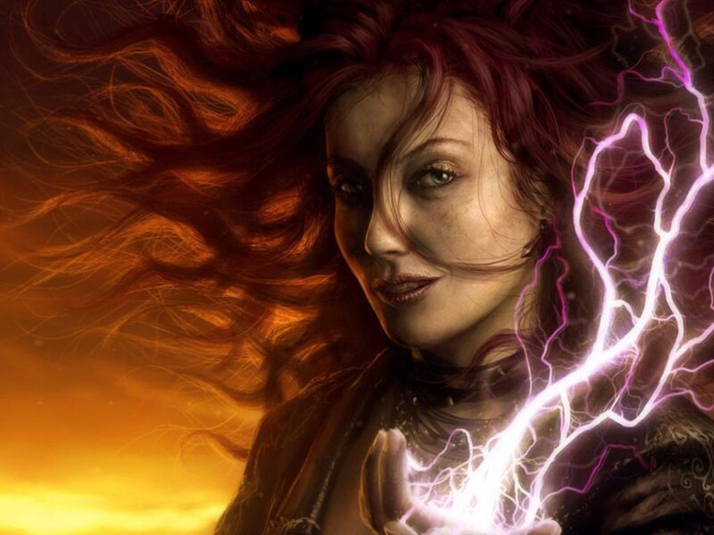 Woman with Red Hair — Orange, Dramatic, Sunset