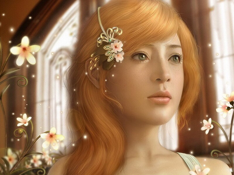 Woman with Red Hair — Orange, Serene, Afternoon