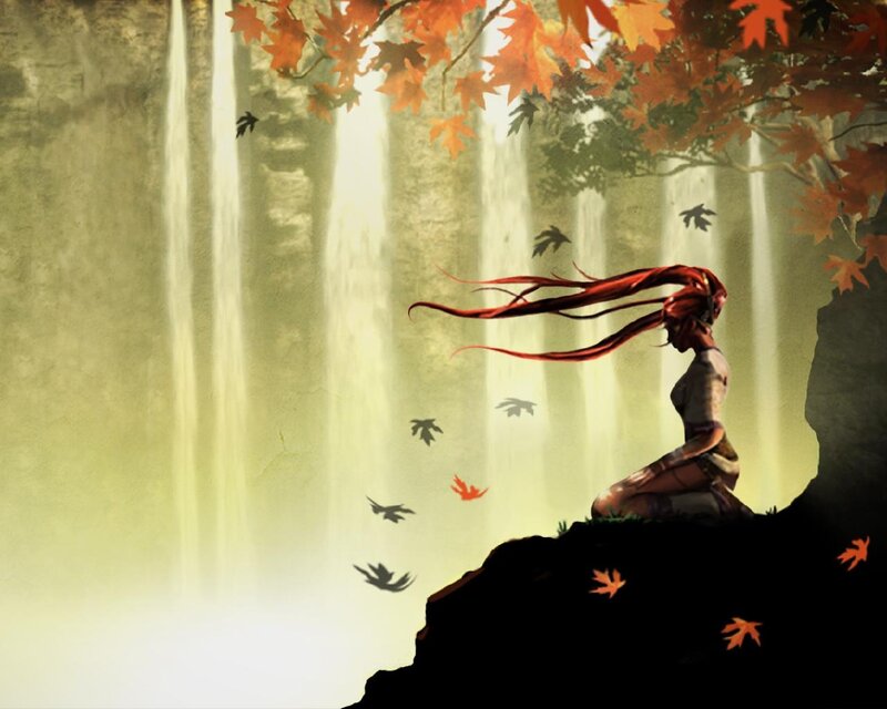 Woman with Red Hair — Orange, Serene, Autumn
