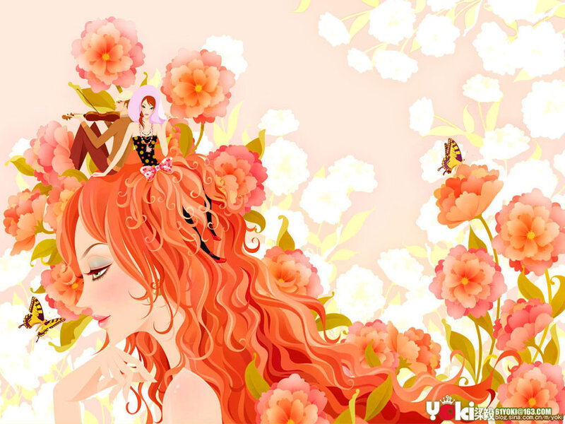 Woman with Red Hair — Orange, Serene, Spring