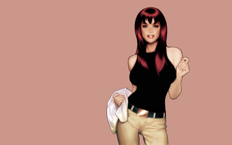 Woman with Red Hair — Pink, Confident, Comic